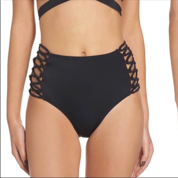 high waisted side tie bikini bottom